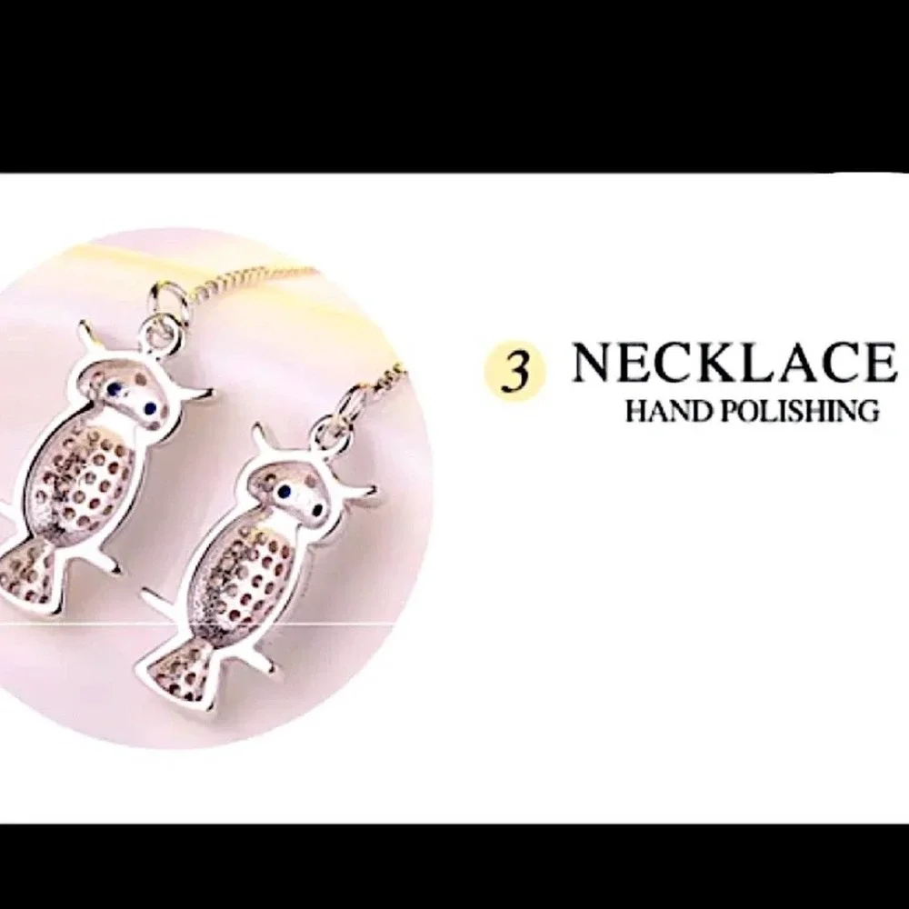 Sterling Silver Owl, Pearl Long Earrings